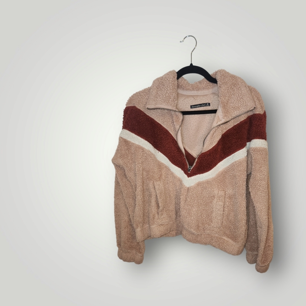 Abercrombie and Fitch fuzzy pink chevron jacket M